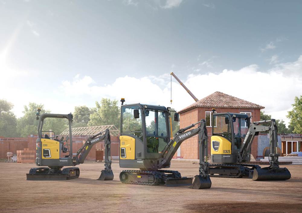 Volvo EC18, ECR18, ECR25 Electric compact excavator range